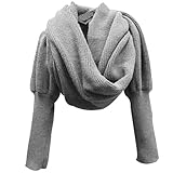 Gestrickte Schal mit ärmeln, Winter Warm Gestrickte Schal Damen Stricken Wickelschal Sweater Schal mit Ärmeln Schalumhang Cape Schal Stola Strick Wrap Schal Cape für Frauen Mode Poncho Schal mit Ärmel