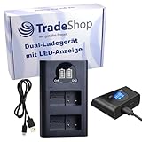 Trade-Shop USB Typ-C Doppel Akku Dual Schnell-Ladegerät für 2 Akkus mit LCD kompatibel mit Panasonic Lumix DMC-G70X DMC-GX8 DMC-GX8K DMC-G7HK DMC-GX8A