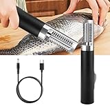 Aisny Fischentschupper, 125W 3000Mah Fischschupper Elektrischer Edelstahl Wasserdicht Fischentschupper Reiniger mit Schutz Abdeckung Fischschuppen Entferner für Fischmärkte Restaurants Küchen