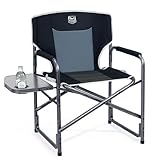 TIMBER RIDGE Campingstuhl Faltbar 180kg Regiestuhl klappbar Aluminium tragbar Ultraleicht Angelstuhl mit Seitentisch nur 3,3kg für Strand Picknick Camp Festival Turnier