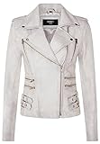 Infinity Leather Damen Retro Weiß 100% Nappaleder Bikerjacke L