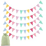 5 Stück Wimpelkette, 20M 60 Flaggen Wimpelkette Outdoor Wetterfest, Girlande Stoff, Wimpelkette Kinderzimmer,Wimpelkette Happy Birthday Girlande Geburtstag Party Hochzeit Deko,Festival Dekoration