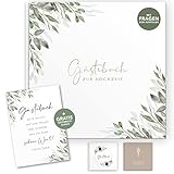 luftundliebe Gästebuch Hochzeit mit Fragen zum ausfüllen, Gästebuch, Hochzeit Gästebuch, Vintage, Goldfolienveredelung, Hochzeitsgästebuch, Hardcover - Eukalyptus