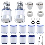 14 Stück Wasserfilter Wasserhahn, 2 Pcs 360° Wasserhahn Filter+9 Pcs Pp-Baumwollfilterelement+2 Pcs Universelle Schnittstelle, Für Küche, Waschbecken, Badezimmer Wasserfilter Für Wasserhahn