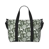 Vosery Reisetasche, Wochenendtasche, Handgepäcktasche für Damen und Herren, minimalistisch, niedlich, Hirsch, Baum, grün, Schultertasche, Sport, Fitnessstudio, Gepäck, persönliche Gegenstände