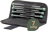 Wiha Essential Feinmechaniker Schraubendreher Set 7-tlg. + Tasche | Feinmechaniker Werkzeug Set | Uhrmacher Werkzeug, Modellbau, Brillen Reparaturset