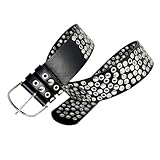Mirweon Punk-Charm, verstellbarer Nietengürtel, F oder Damen, Metallnietenbund, klassisches Design, Schärpe für Streetwear und Jeans, Multi-Loch, Punk-Taillendekoration, Schwarz , One size