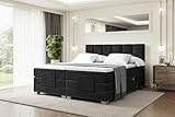 ALTDECOR Boxspringbett elektrisch verstellbar mit 2 Matratzen H4/Taschenfederung + Topper (4 cm hoch), Polsterbett mit Kopfteil, Bett, Doppelbett AMEL EL 140 x 200 Schwarz Casablanca