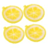 Anneome 4 Stück Zitronenförmige Hand-schrubber Küchenpads zum Spülen und Reinigen Multifunktionale Spültücher mit Aufhängung Platzsparend Fettlösend für Haushalt Restaurant und Hotel