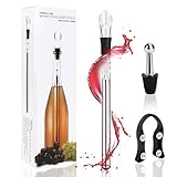 ZUSUZU Weinkühlstab aus Edelstahl mit Ausgießer,Weinkühler Stab mit Ausgießer I Weinkühlstäbe + Weinausgießer + Flaschenöffner + Flaschenverschluss I Weinkühler Set Geschenk für Die Meisten Flaschen