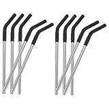 HOLIDYOYO 10st Strohhalm Aus Edelstahl Faltbar Strohhalme Wiederverwendbar Stopper Sorbett Draht Wiederverwendbarer Strohhalm Mit Etui Stahlstroh Falten Titanstroh Rostfreier Stahl Black