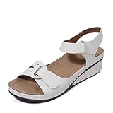 Generisch Stilvolle Damensandalen für lässige Entspannung. Offenes Zehendesign. Keilabsatz. Verstellbarer Riemen. Perfekt für den Sommer und zum Kombinieren mit Jeans. (White, 42)