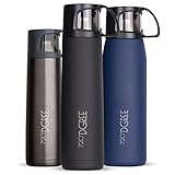 720°DGREE Thermoskanne mit Becher 450ml “Follow” - 3 Größen, 12h Heiß, 24h Kalt, Auslaufsicher, BPA-Frei - Edelstahl Thermosflasche, Isolierflasche - Perfekt für Arbeit, Kinder, Schule, Baby