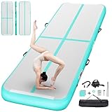 FBSPORT Airtrack Matte, 10cm Hoch Verdicken 3M Tumbling Matte,Gymnastikmatte mit Luftpumpe,Trainingsmatte mit Tragetasche,Turnmatte für Zuhause, Outdoor,Yoga
