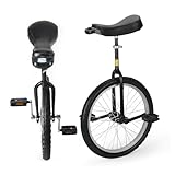 MYOYAY Einrad 20 Zoll Balance Training mit Einradständer Höhenverstellbar 20' Luxus Einrad für Kinder Erwachsene, Unisex Unicycle Fahrrad für Profis Outdoor Sportarten, Schwarz