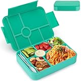 Brotdose Kinder mit Fächern,1350ml Lunch Bento Box Kinder,Lunchbox mit Besteck,Vesperbox,Brotzeitbox Brotbox Frühstücksbox Vesperdose Jausenbox Snackbox für Kindergarten,Schule & Ausflüge (Grün)