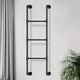 Notfallleiter für Fenster, Hochbett, Metall, schwarz, industrielles Eisenrohr, Etagenbettleiter, Wandmontage, für Innen- und Außenbereich, Sicherheitsleiter (1,6 m/5,2 Fuß/160 cm)