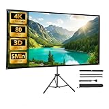 Tragbare Projektionsleinwand mit Einzelstütz-Stativ, Filmleinwand für drinnen und draußen, 100 Zoll 16:9 Mobile Heimkino-Hintergrundbildschirm, 4K-Display, waschbarer, faltenfreier