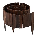 Relaxdays Beeteinfassung, 200 cm lang, flexibel, Sichthöhe: 20 cm, zum Stecken, Holz, Beetzaun, Rasenkante, Dunkelbraun