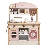 ROBUD Spielküche für Kinder Kleinkinder, Spielküche aus Holz mit realistischem Zubehör, Spielzeugküche Set mit vielen Spielfunktionen, moderner Stil Spielzeugküche für Mädchen & Jungen, Geschenk ab 3