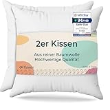 Kissen 40x40 Kopfkissen 2er Set Dekokissen für Bett und Sofa Innenkissen Hypoallergene Sofakissen Anti-Milben Weiche Zierkissen mit Kissenbezug Baumwolle und Polyest. Abnehmbar und Waschmaschinenfest