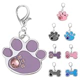 SHINEOFI 8 Stück Teiliges Gravierte Haustier id tags in Knochen Pfotenform Wetterfest Antilost Design mit Klarer Gravur Geeignet für Welpen und Ausgewachsene Hunde Sowie Katzen