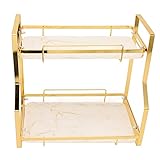 Modernes Badezimmer-Regal mit großer Tragfähigkeit, Wandmontage, Eisenregal in Weiß und Gold, für Küche und Badezimmer Organisation (2 Etagen)