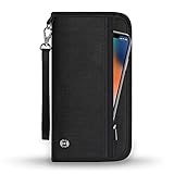 Reisepass Tasche Reisepasshülle RFID-Blocker Schutzhülle | Familien Reise Brieftasche Pass Hülle Passport Etui Ausweistasche Dokumente Organizer für Damen/Herren 25 x 14 cm schwarz