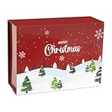Weihnachtsgeschenkboxen mit Deckel, Rot Geschenkbox Heiligabend 21x18x7.3cm Zoll mit Etikett Umschlag Geschenkpapier Geschenkband, Faltbare Geschenkboxen mit Magnetverschluss