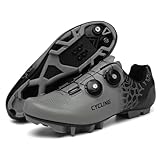 Mateju Fahrradschuhe MTB Herren Damen 36-47EU, Mountainbike Schuhe mit Klicksystem Herren Damen rutschfeste Atmungsaktive für Outdoor Radschuhe (T25 Grau,36)