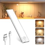 MUSUNIA Schrankbeleuchtung LED mit Bewegungsmelder 1 Stück Schranklicht Schrankleuchte Led Leiste Batterie USB Wiederaufladbar Unterbauleuchte Küche LED für Kleiderschrank Treppe RV