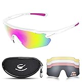 Snowledge Sportbrille Fahrradbrille Herren und Damen Radsportbrille Sonnenbrille Erwachsene Sport Radbrille Polarisiert Windschutz Brille Motorradbrille Rahmen TR90 UV400 Schutz