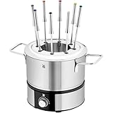 WMF Lono Fondueset für 8 Personen, Fondue elektrisch, 1400 W, Temperaturregulierung, Gabel-Halterung, Induktionstopf 1,2l, Hot Pot, edelstahl matt