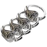 BESTonZON 4 Stück Gitarrenringe Herren Punk Gothic Fingerringe Zinklegierung Offene Bandringe Verstellbar Rock Schmuck