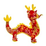 UPKOCH Plüsch Drache Kuscheltier Rotes Satin Chinesisches Neujahrs Maskottchen Stofftier Drachenspielzeug Dekoration für Party Zuhause Auto