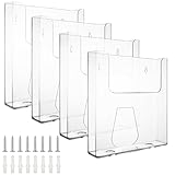 WOPPLXY 4 Stück Wandprospekthalter A4, Transparent Prospekthalter Wand mit Schrauben, Kunststoff Flyerhalter für Flyer, Kataloge, Menüs und Broschüren
