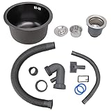 Küchenspüle, Runde Mini-Spüle aus Edelstahl, Einzelbecken aus Edelstahl Mit Hoher Kapazität Und Abflusszubehör Für zu Hause, 11,73 X 10,04 X 6,50 Zoll(Schwarz), Küchenspüle Edelstahlspüle Edelsta