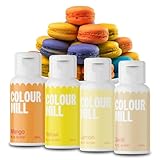 AOS Set | Colour Mill Lebensmittelfarben Set Yellow 4er-Set 4x 20ml | Mango, Yellow, Lemon, Sand | Für Fondant, Torten, Muffins, Cupcakes, Backen | Fettlöslich Ölbasiert Flüssig UV-beständig