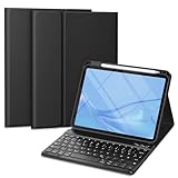 Vobafe Hülle mit Tastatur für iPad 11/10 Generation (2025/2022, 10,9/11 Zoll), Magnetisch Abnehmbare Bluetooth Tastatur mit Aktualisierte Tastenkappe, iPad A16 Tastatur mit Stifthalter, Schwarz