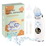 LUZIYUN Nasensauger Baby Elektrisch Nasensekretsauger mit 5 Saugstufen,3 Silikonspitzen, Musik & Licht, Beruhigende Musik, Nasenreiniger für Säuglinge & Kleinkinder