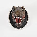 Enkomy Dinosaurier Wanddekoration, Wandmontierte Skulptur Dekoration Ornament Vintage Tier Statue Tyrannosaurus Kopf Wanddekoration Tierverzierungen