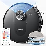 Proscenic Q8 Staubsauger Roboter mit Wischfunktion, 5000Pa 200min Saugroboter Leistungsstark Laser Navigation mit 5 Karten, Steuerung über APP Alexa Siri IFTTT Google für Böden Teppiche Tierhaare