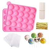 GEOKILO 304-teiliges Cake-Pop-Formen-Set, BPA-frei, Silikon, mit 15-Loch-Display-Ständer, Dekorationsstift und Messbecher, für die Herstellung von Schokolade, Lutscher, Süßigkeiten, Party, Cupcake,