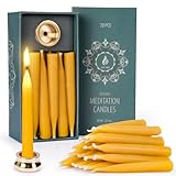 20 Minuten reine Bienenwachskerzen, tropffreie Meditationskerzen, Mini-Kerzen, 20 Stück mit Messing-Kerzenhalter