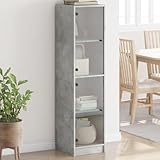 BOWEKAM Home & Garden-Highboard mit Glastüren, Betongrau, 35x37x142 cm, Möbelwahl