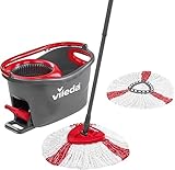 Vileda Turbo Wischmopp Komplett Set mit extra 2in1 Moppkopf, Bodenwischer mit Teleskopstiel, 2 Mikrofaser Moppköpfe mit Kraftfasern und Eimer mit Powerschleuder, schnell und reinigungsstark