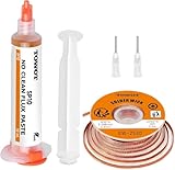 TOWOT 10ft Entlötlitze & No-Clean Löthilfe (10cc) – Entlöt-Set für Elektronikreparatur und Leiterplatten-Rework