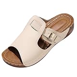 Generisch Damen Sommerschuhe Sandalen mit Keilabsatz, lässig, offener Zehenbereich, bequem, Strandschuhe (37)