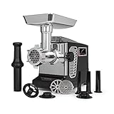 Klarstein Kraftprotz - elektrischer Fleischwolf, Leistung: 700 Watt, Blockierleistung: 1800 Watt, Kupfermotor, 2 Geschwindigkeiten & Rücklauf, Aluminium-Schale, Edelstahlmesser, schwarz/silber