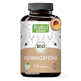 Ashwagandha Kapseln BIO (270 Kapseln mit 2400mg pro Tagedosis) Hochdosiert I BIO Ashwagandha Wurzel Pulver in hohe Bio Qualität ohne Zusätze aus deutscher Produktion I Raibu
